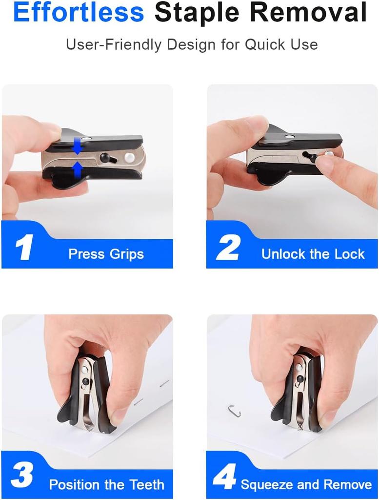 3-Pack Black Staple Removers, Mini Metal Staple Puller Removal Tools for School, Office, and Home Use