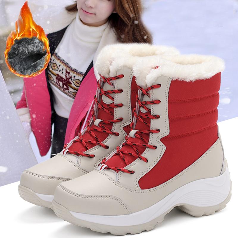 Scarpe invernali alte in cotone più scarpe da donna calde in velluto Stivali da neve da donna a tubo lungo 35-42