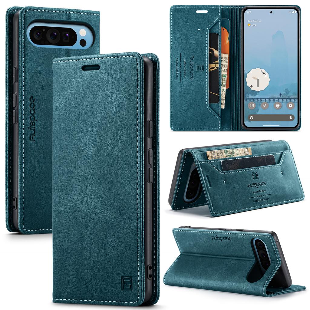 For Google Pixel 6/6 Pro/7a/Pixel 8/Pixel 8 Pro/Pixel 9/Pixel 9 Pro/Pixel 9 Pro XL/Pixel 9a Retro Luxury Style Flip Stand Anti-Drop Wallet Phone Case