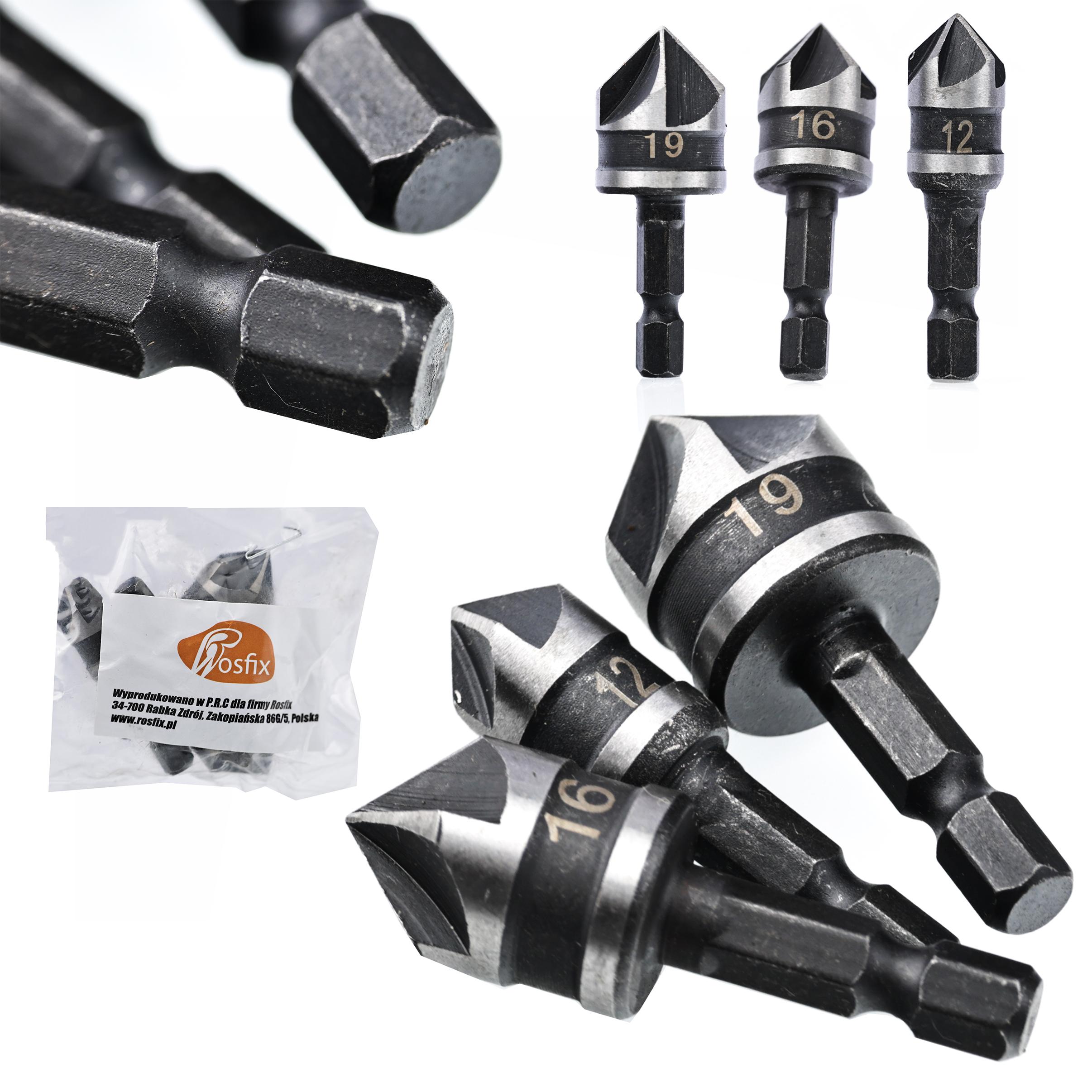 

Rosfix Pogłebiacz / Fazownik 12, 16, 19 mm – Zestaw 3 Sztuk | Stal Nierdzewna | Ergonomiczna Konstrukcja i Wszechstronność Zastosowania