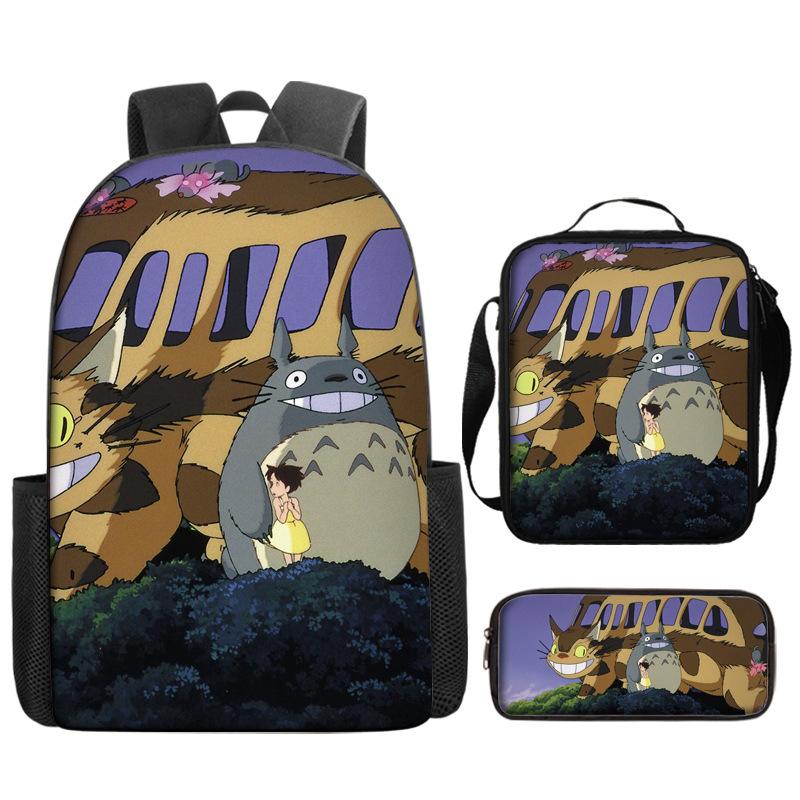 Hayao Miyazaki Chinchilla Schoolbag Cartoon Animation Backpack Children'S Backpack Satchel Pencil Case Digital Printing Computer Bag