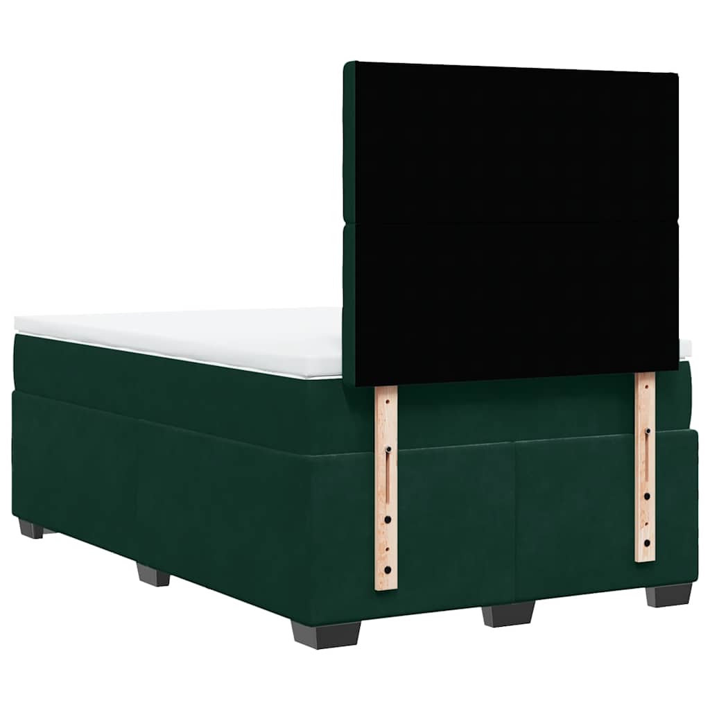 Box Spring Bed with Mattress Dark Green 120 x 200 cm Velvet