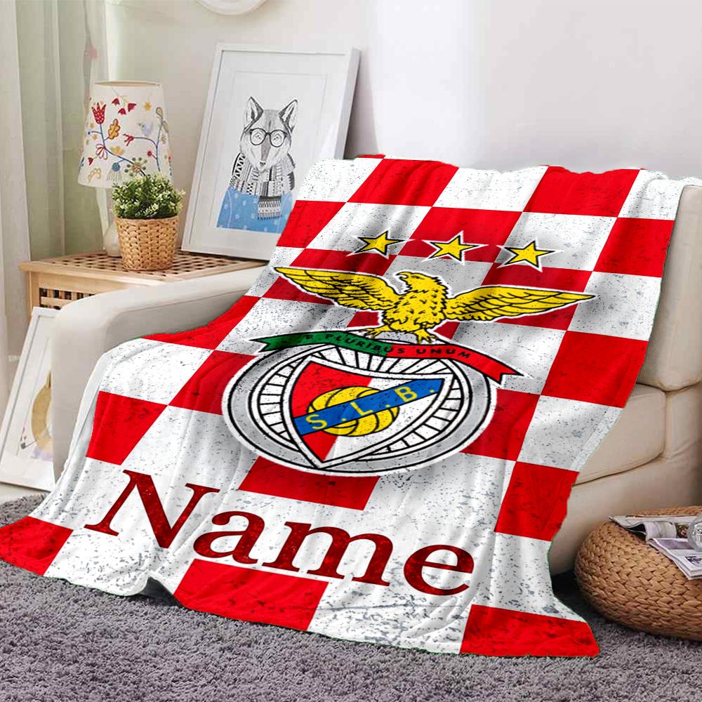 Custom Name Benfica Theme Printed Blanket Perfect For Couch Bed Travel Outdoor Use Machine Washable Cozy Durable