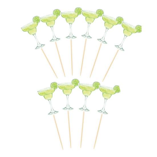 10Pcs Cocktail Paper Straws, Margarita Drink Straws with Lime Decoration, Disposable Fruit Picks for Cake And Party A