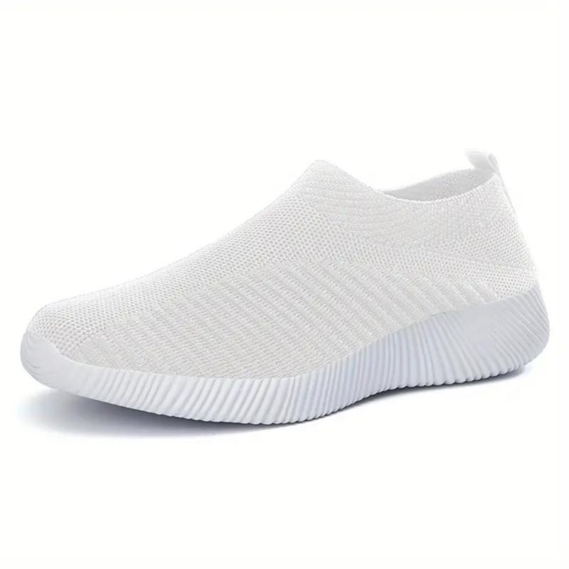 Fashion Womens Shoes Knitting Sock Sneakers Women Flat Black Casual Breathable Comfortable Slip on Flats Walking Shoes for Men White