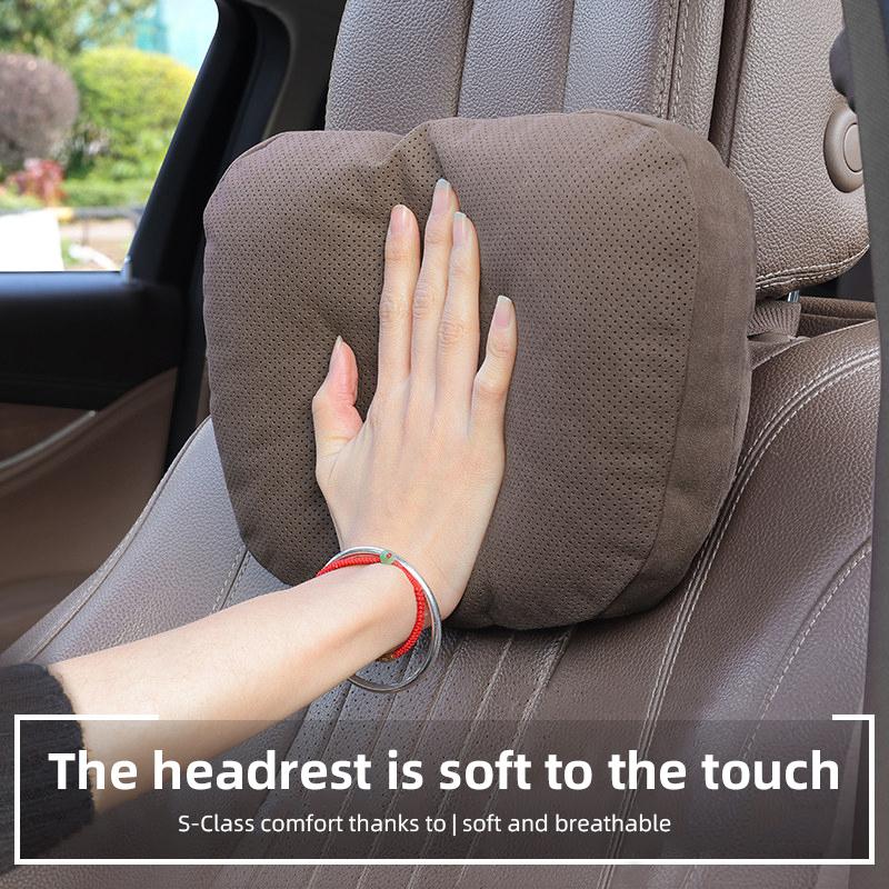 Car Suede Headrest Seat Neck Pillow Head Support For VW Tiguan Arteon Taigo Caddy CC e-up Golf Polo Passat Jetta Amarok Hub Cap