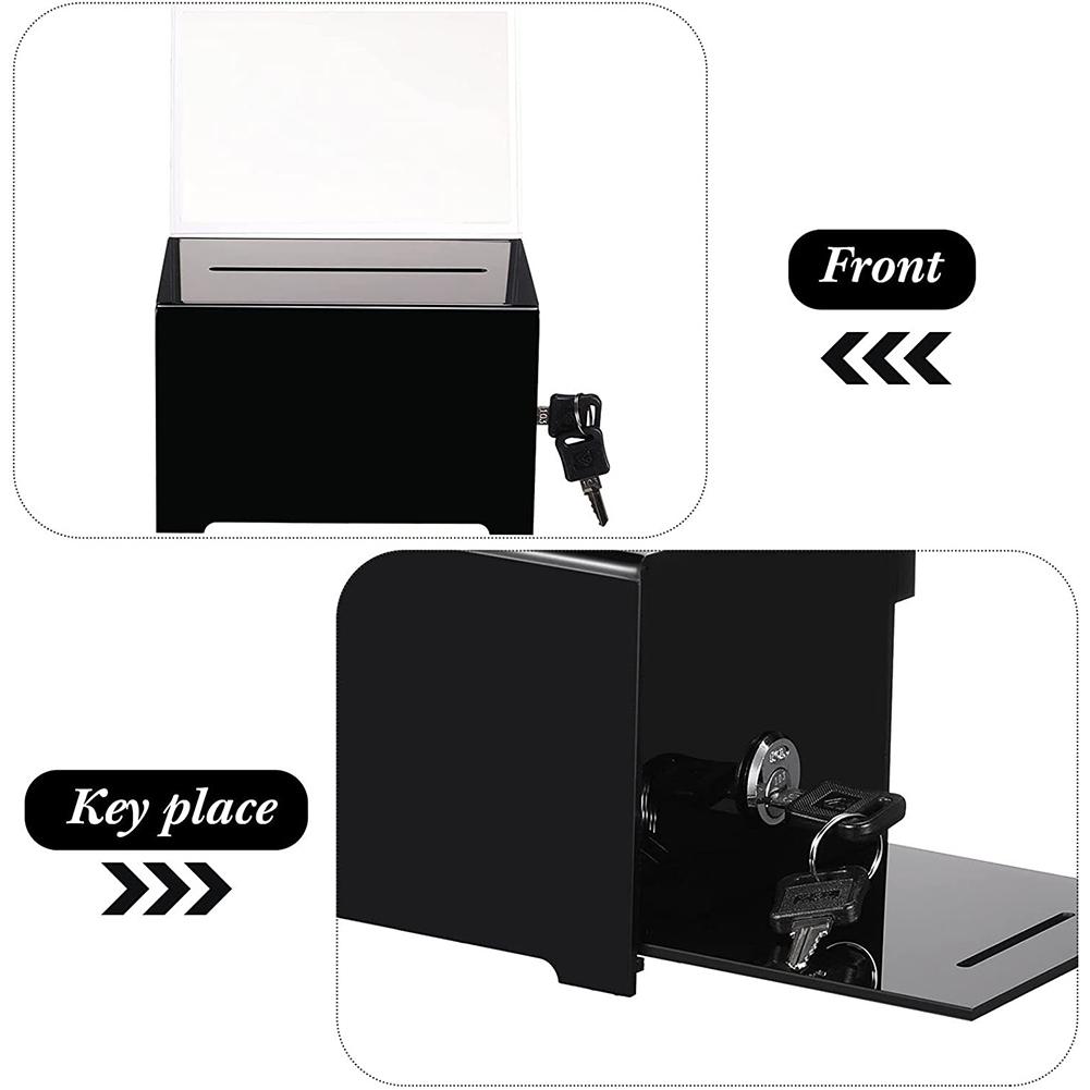 Acrylic Suggestion Box with Slot Raffle Ticket Container with Lock and Sign Holder Voting Box for Fundraising Donation Voting