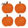Durable Polyester Coasters Handmade Crochet Pumpkin Coasters, Soft Coffee Mats, Table Mats Autumn Themed Farmhouse Dining Accessories for Kitchen
