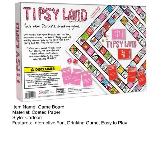 Drikkebrettspill Voksne Morsomt interaktivt festdrikkespill Tipsy Land Drikkespillsett for bursdagsfester Game Night
