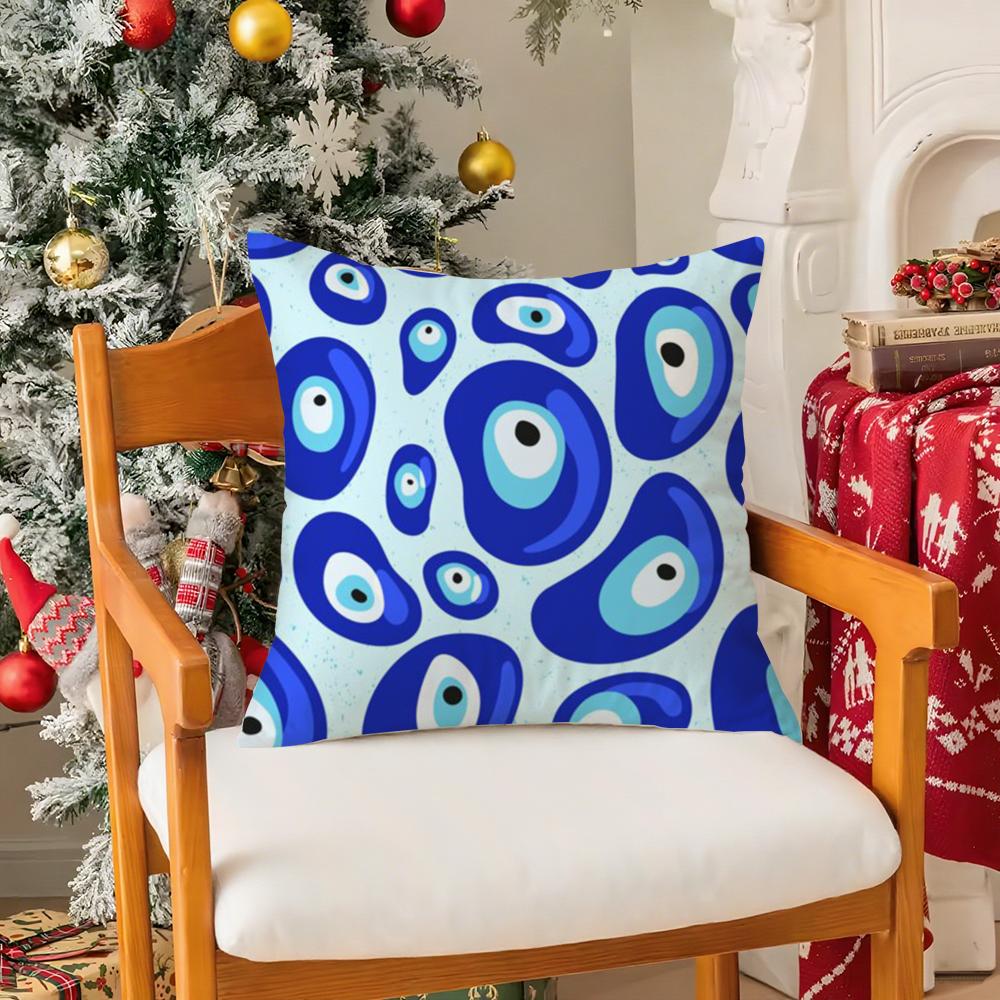 Classic Prank Evil Eyes Funny Pillow Case Silky Short Plush With Invisible Zipper Dustproof Sofa Cushion Cover For Home Decor