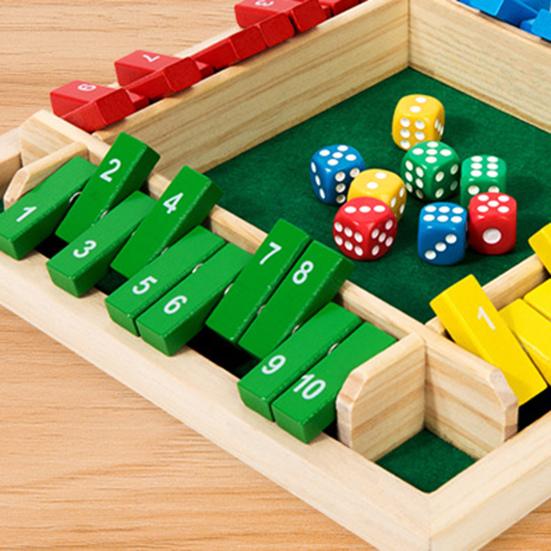 Shut The Box Board Game Educational Dice Strategy Game 2-4 Players Kids Adults Family Night Party Interactive Wooden Close The Box Toy
