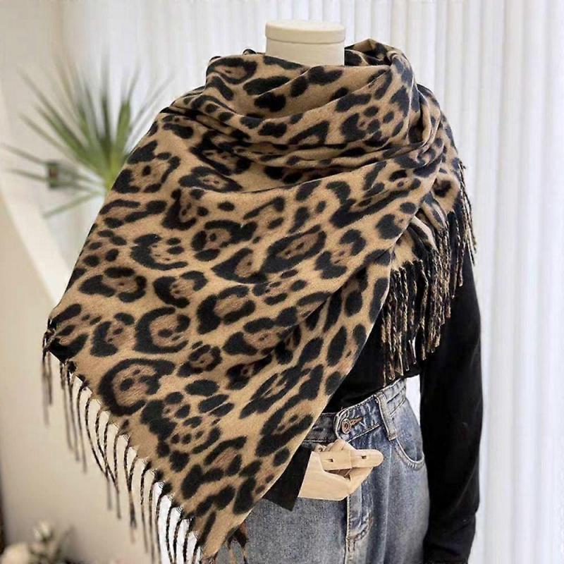 Windproof Winter Warm Scarf Leopard Lady Scarves Wraps Fashion Tassels Shawl  Neck Warmer