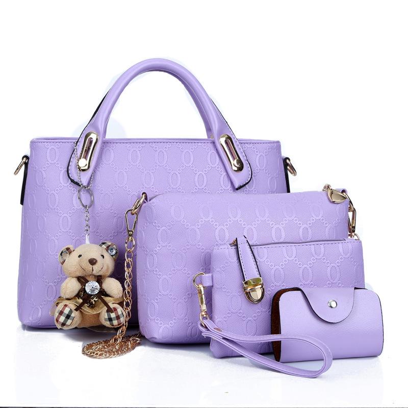 Summer Women's Handbags: New Four-Piece Mother-Child Set with Bear Shoulder & Messenger Bag