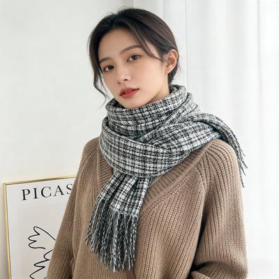 190*70cm Plaid Scarf for Women Fall Winter Pashmina Scarves Wraps for Cold Weather Warm Large