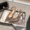 2025 Autumn New Pointed Thin High-heeled Women's Shoes Temperament French Light Mouth Tweed Small Fragrant Wind Bag Head Empty Sandals