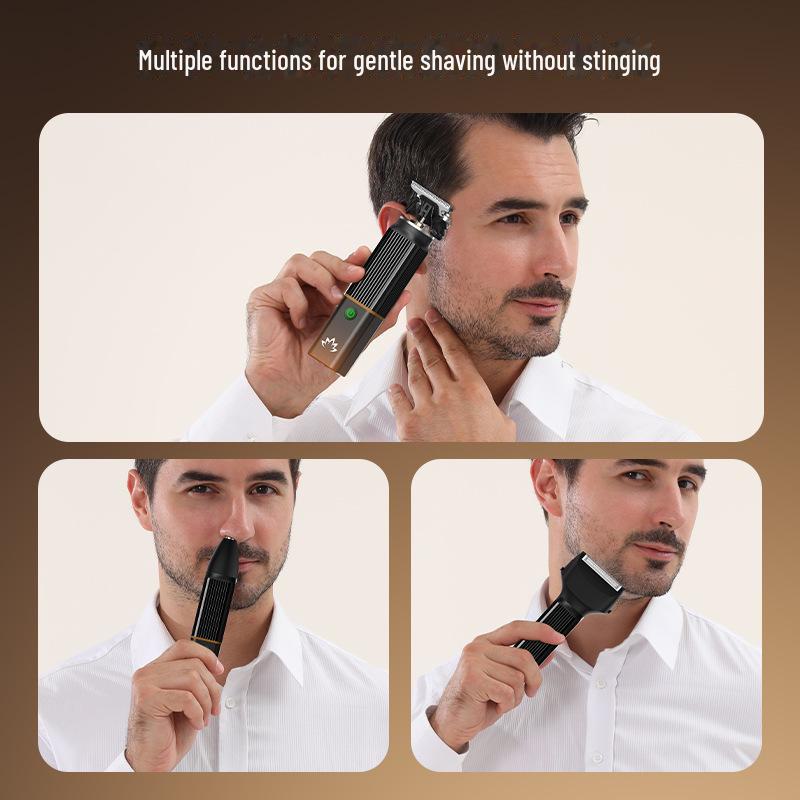Portable 3-in-1 Electric Hair Clipper Set: Multi-Function Head, Nose Hair Trimmer, and Shaver