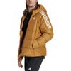 Adidas Striped Letter Logo Print Hooded Down Jacket Men Outerwear Brown HK4640