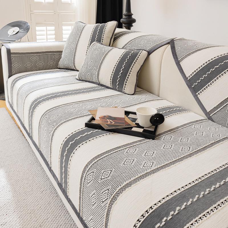 New Genuine Leather Sofa Cover Four Seasons Universal Fixed Anti Slip Cushion Light Luxury Chenille Sofa Cover Cloth Towel