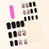 24Pcs Medium Square False Nails Black Gradient Brown Cat Eye Leopard Print Detachable Press On Nails For Women
