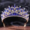 DIEZI Baroque Sweet Blue Crystal Crown Bride Tiara For Women Wedding Elegant Princess Headpiece Hair Zircon Punk Accessories