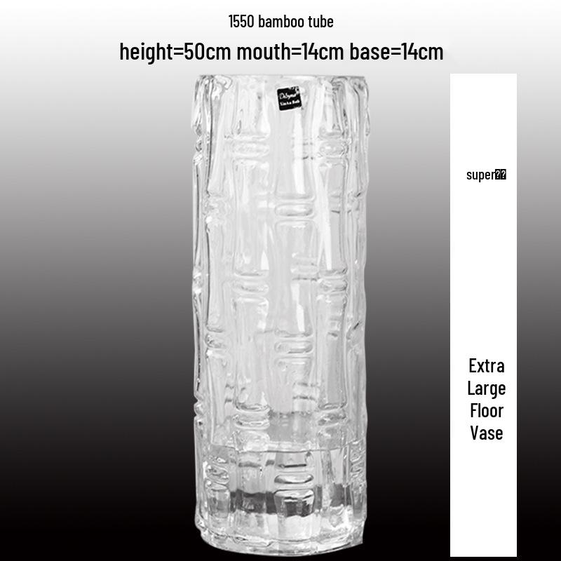 Extra Large Transparent Glass Cylinder Vase for Lucky Bamboo and Flower Arrangements In Living Room