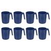 Plastic Coffee Mug Set of 8 Unbreakable Coffee Cups with Microwave and Dishwasher for and Kitchen and Camping Dark Blue - Handles, Reusable,