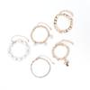 5pcs Elegant Bracelet Set Imitation Pearls Heart Alloy   Fashionable Hip Hop Bracelet