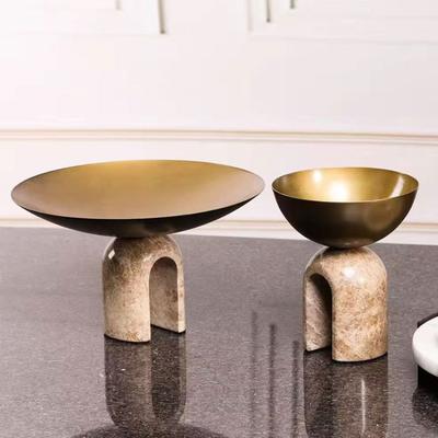 Marble Tray Geometric Arch Fruit Platter Desktop Storage Container Natural Marble Base Trays Decorative Home Decoration