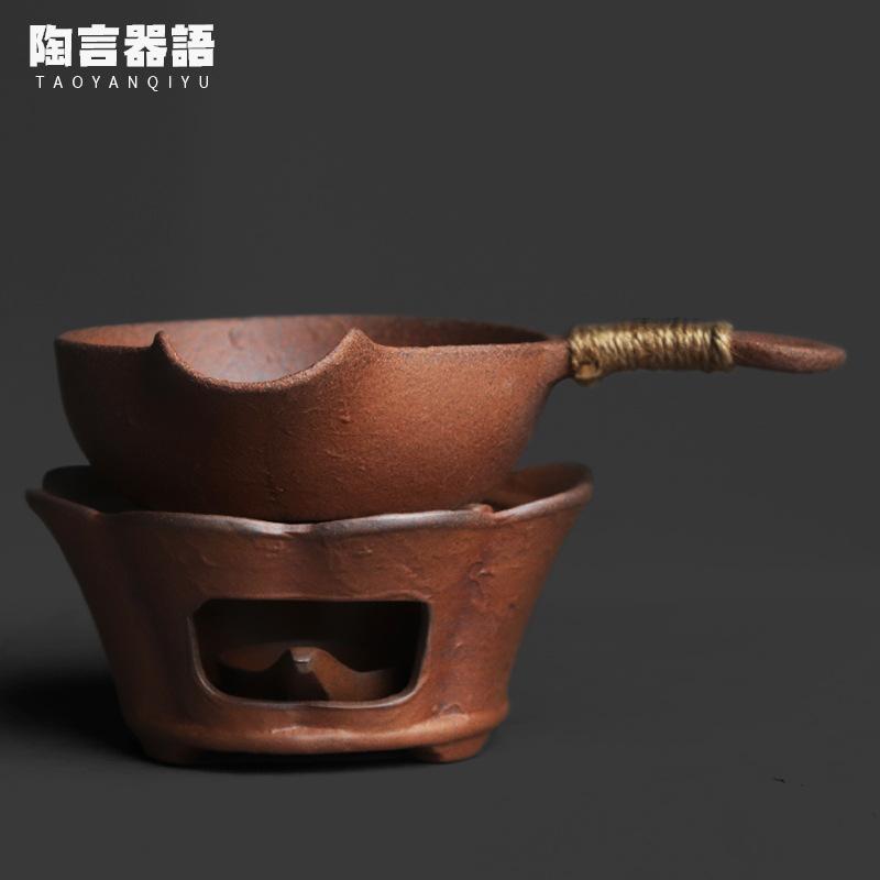 

Old Rock Clay Tea Roasting Spoon Set Tea Warmer Holder Burner Stove Kettle Stand Baked Milk Jar Carbon Furnace Drinkware Gift