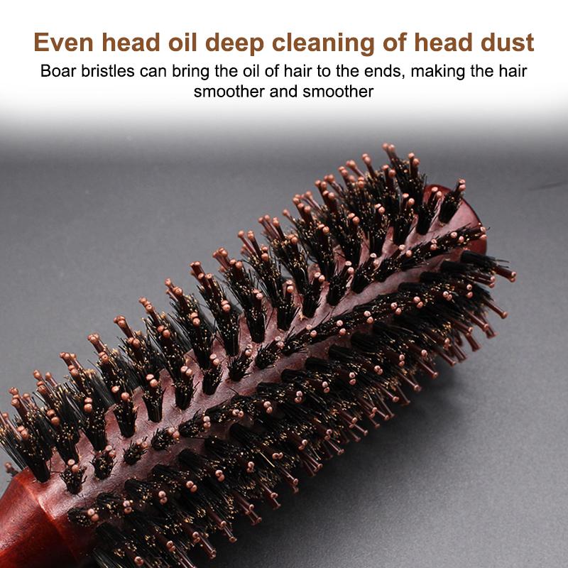 10/12/14Rows Anti Static Wood Boar Bristle Hair Round Brush Hair Dryer Styling Tool Teasing Brush For Hair Curly Comb Hair Brush
