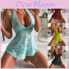 Verführerisches Damen-Dessous-Set mit floraler Spitze, tiefem V-Ausschnitt und durchsichtigem Design