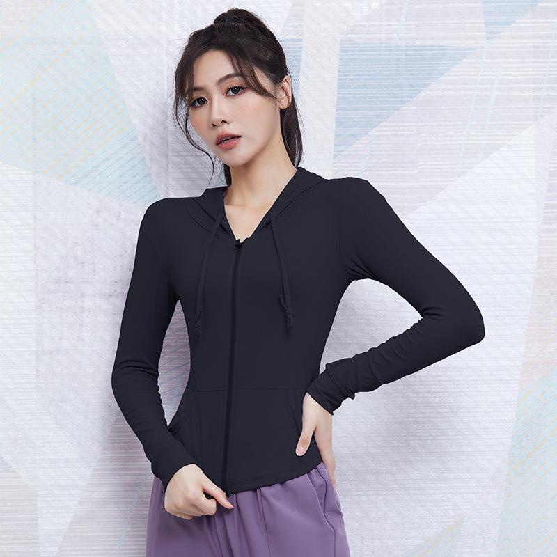 

Женская толстовка для йоги с капюшоном Lulu - С длинным рукавом, Быстросохнущая, Дышащая фитнес-топ S