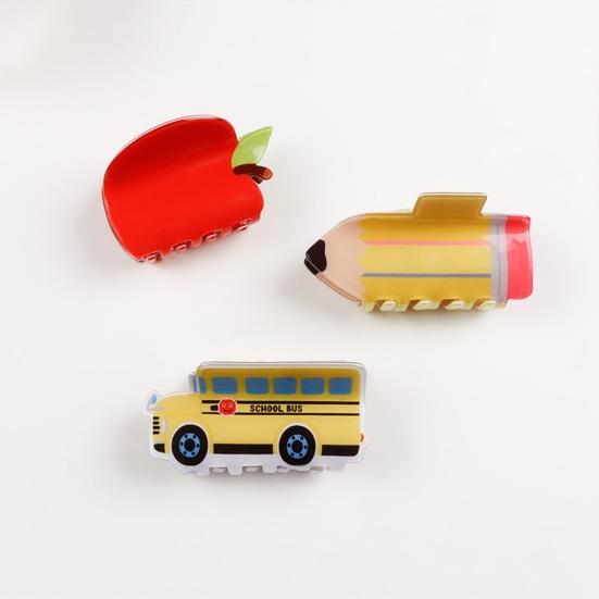 Hair Claw No Slipping Strong Grip Medium Size Back Head Hair Clip Pencil School Bus Design Shark Hair Clip Versatile Hair Accessory