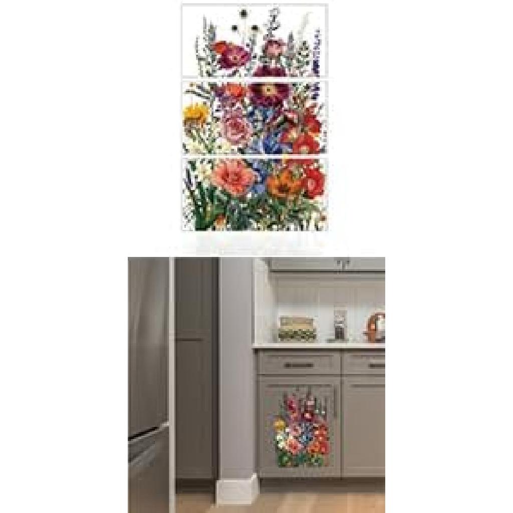 GLOBLELAND 3 Sheets Vintage Garden Flower Transfer Stickers 6x12inch Plant Furniture Windows Rub On Transfer Stickers for DIY Craft Scrapbooking