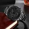 4PCS Business Men's Gift Box Watch Set Fashion Trend Quartz Watch Bracelet Necklace Ring Set Perfect Gift Set for Friends or Dad