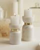 Marble Pillar Candle Holder Set with Brass Ring