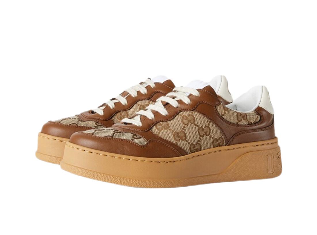 

Gucci Chunky B Biscuit Shoes Fashion Thick Sole Heightened Shoe Women s Brown 35.5