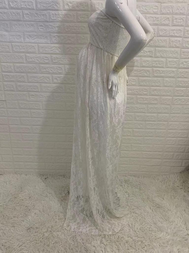 European & American Women's Lace Maternity Strapless Maxi Dress - Photography Sleeveless Long Train (2020 Model)