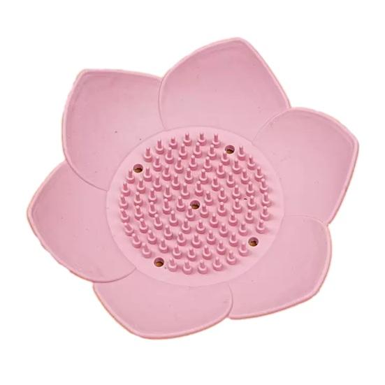 Silicone Soap Dish Lotus Shape Soap Holder with Drainage Holes Non-Slip Soap Holder