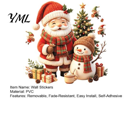 Snowman Elves Toilet Seat Decals Cute Santa Christmas Wall Decals, Removable PVC Stickers with No Residue Seasonal Decor Elf Gift Elements,