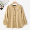 ZANZEA Women Turn Down Collar Loose Casual Long Sleeve Plain Blouse