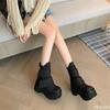 2025 Autumn and Winter Small Size Thick Sole Height Increasing Women's Boots Waterproof Platform High Heels Women's Boots