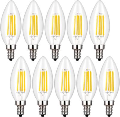 Chandelier Bulb, 60W Equivalent LED Clear Bulb, 6W, E17 Base, Filament Candle Type, Warm White (2700k), 550lm, C35 E17 Clear Type, Dimmable [10-Pack]