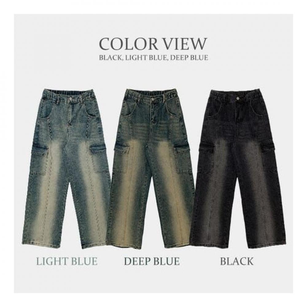The Pink Women Killed Hidden Banding Cut Brush Washing Wide Denim