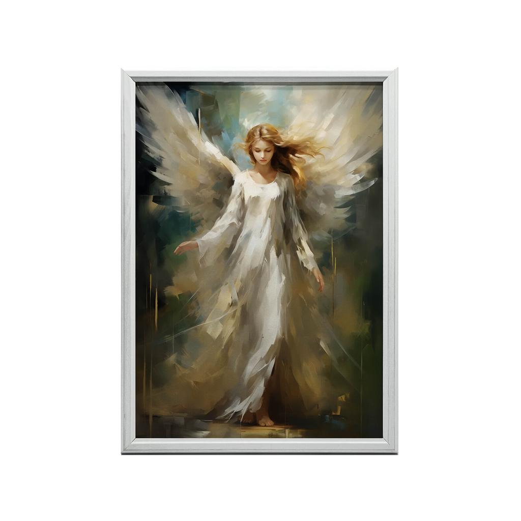 Anioł Stróż W Szmaragdowej Przestrzeni Anioł Stróż W Szmaragdowej Przestrzeni, 40X50 Cm, Rama Aluminiowa Złota, Papier Matowy 230 Gsm