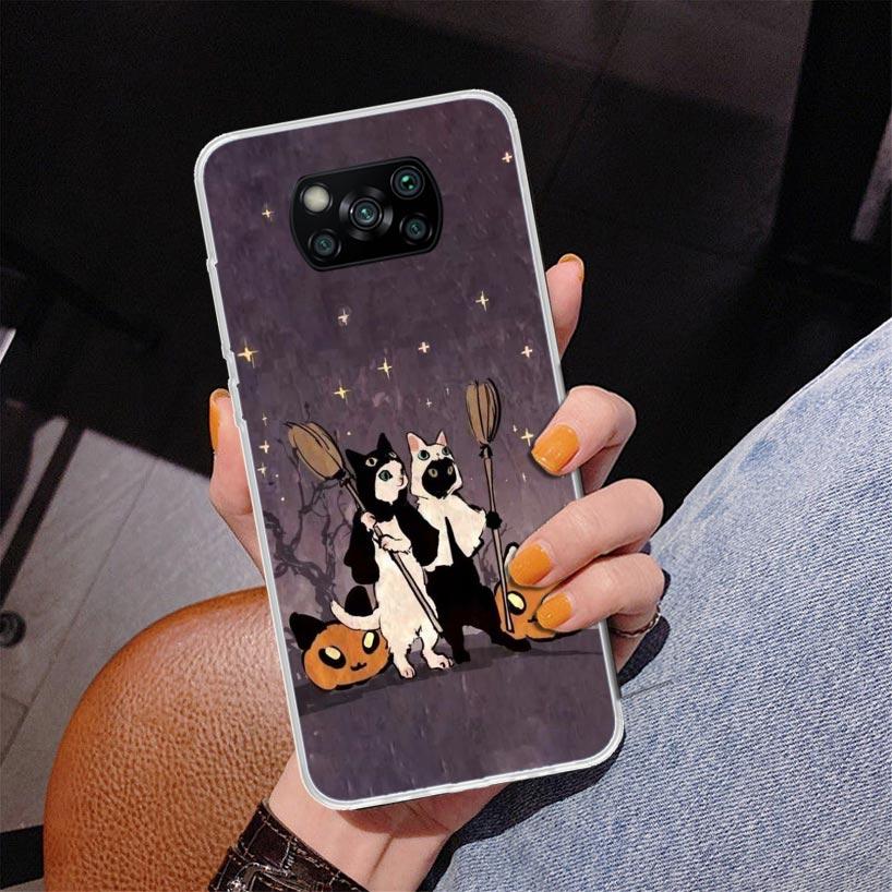Witch And Cat Colorful Cute Phone Case For Xiaomi Poco X7 X6 X5 Pro F7 Ultra Redmi 15C 15 13C 13 12C 12 10 10A 10C 9 9A 9C 9T Co