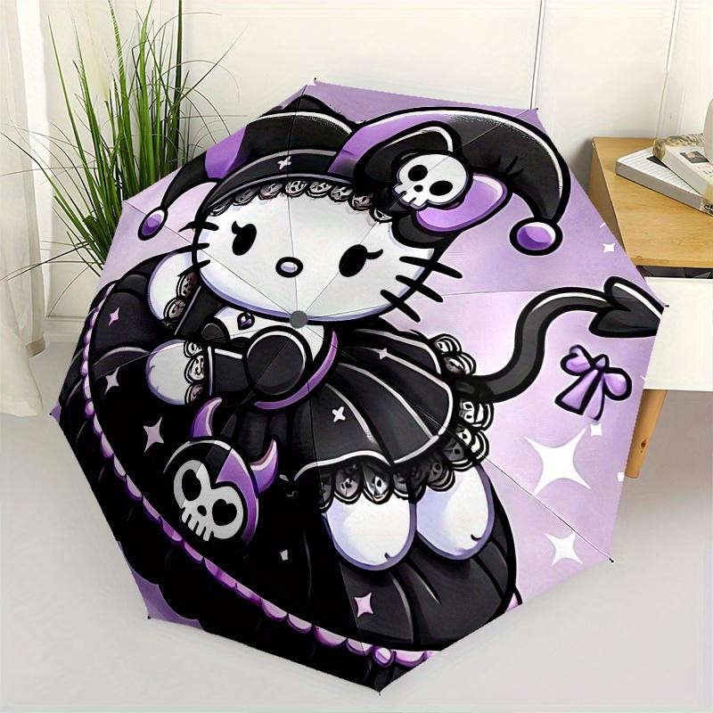 

Gothic Kitty,Devilish Dress Automatic opening and closing folding umbrella with 8 rib frame and compact travel design,perfect for all occa