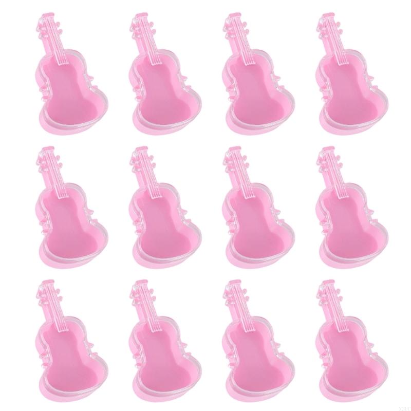 

12Pcs Violin Candy Holder Plastic Candy Chocolate Box for Gift Packaging X3UC рожевий
