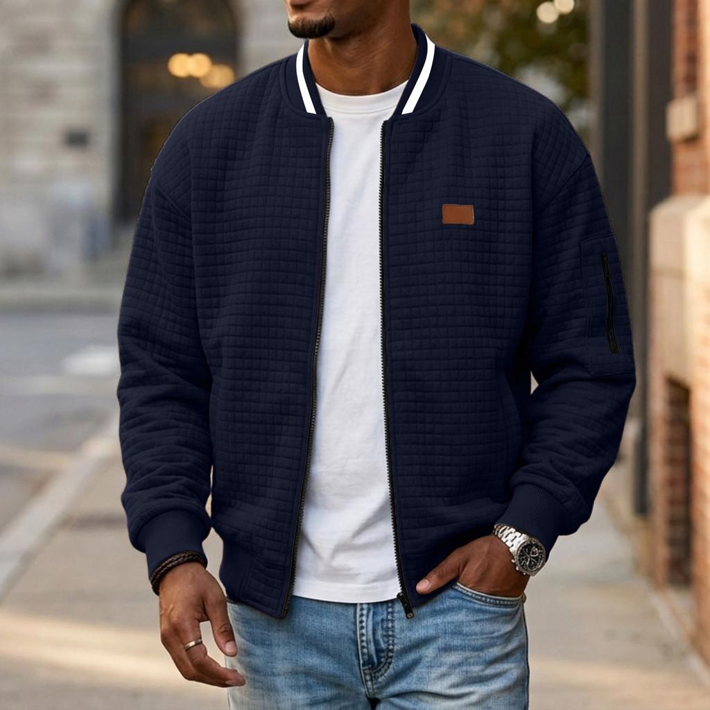 Herren Freizeit Colorblock Jacke mit Stehkragen, Langarm und Taschen