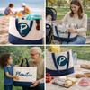Tote bag - PLANETEE - Merci Marcheuse - fond bleu - coton - 40x45 cm
